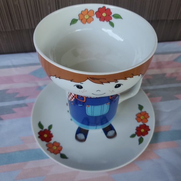 fred roberts company vintage 3 piece stackable little boy farm dish set vintage - Picture 3 of 8